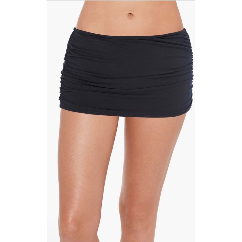 Miraclesuit Magicsuit Shirred Skirted Swimsuit Bottom Black Women's Sz 8 NEW $82